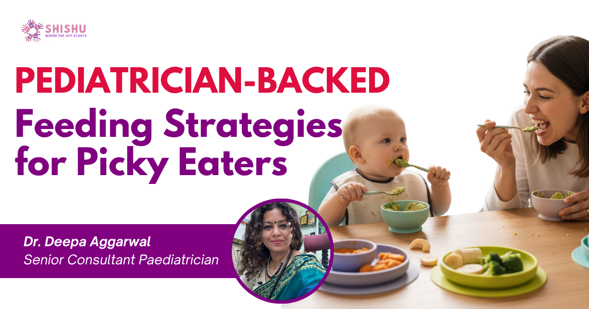 “A baby avoiding touching food while sitting in a highchair — pediatric blog on picky eating strategies and sensory food exploration.”