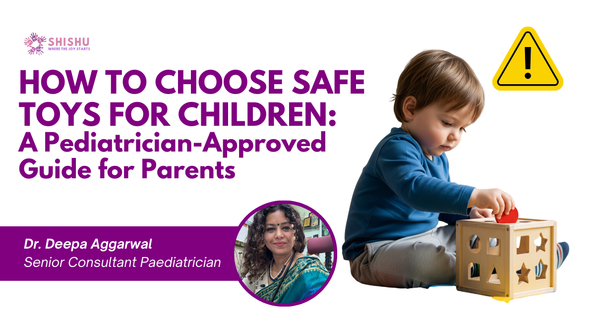 Parent checking toy safety for child to prevent choking hazards and injuries