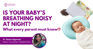 Newborn sleeping on back on a firm crib mattress, safe sleep position, no pillow.